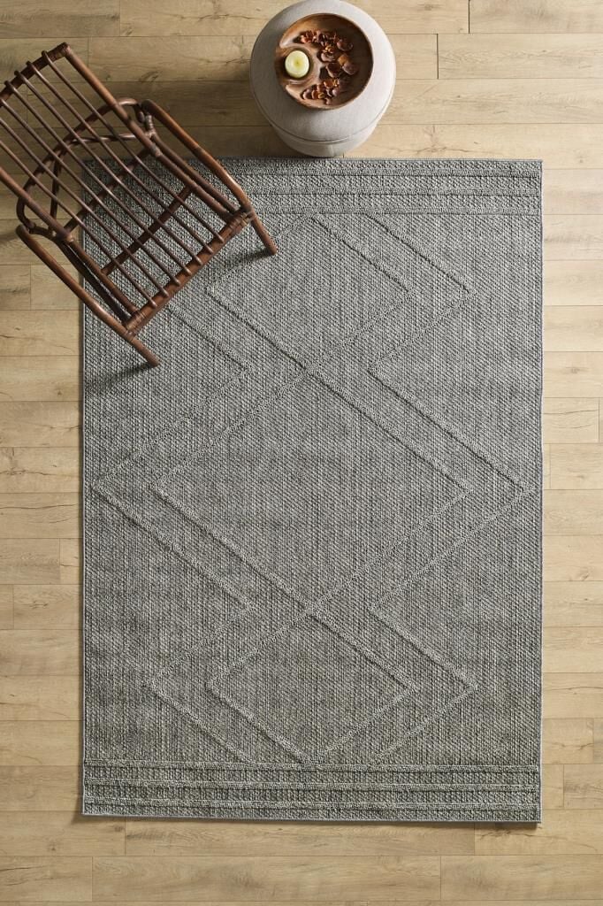 İskandinav Tasarım ZigZag Desenli Gri Halı Salon Halısı Mutfak Halısı Yolluk Paspas Dış Mekan Halı