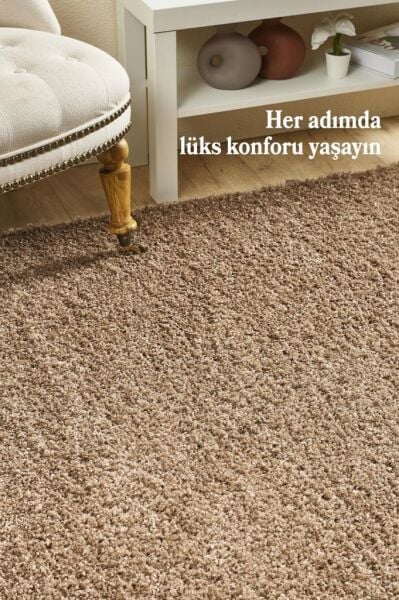 Tek Renk Desensiz Moka Yuvarlak Yumuşak Post Peluş Shaggy Halı Salon Oturma Odası Yolluk Mutfak Halı