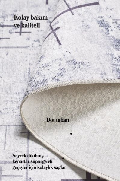 Dijital Baskı Yıkanabilir Kaymaz Taban Çizgili Gri Salon Halısı Mutfak Halısı Yolluk
