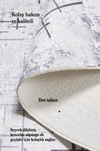 Dijital Baskı Yıkanabilir Kaymaz Taban Çizgili Gri Salon Halısı Mutfak Halısı Yolluk