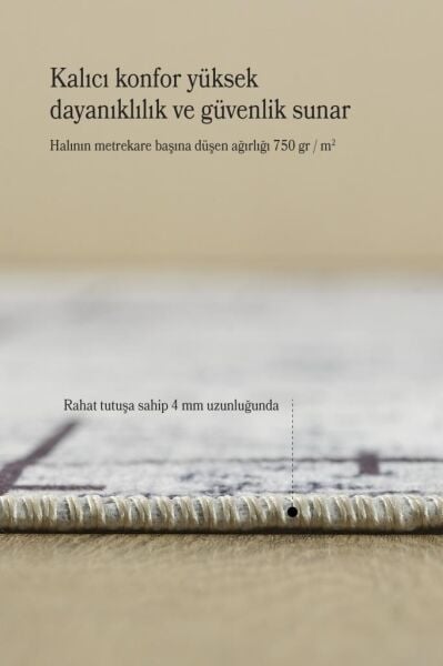 Dijital Baskı Yıkanabilir Kaymaz Taban Çizgili Gri Salon Halısı Mutfak Halısı Yolluk