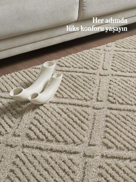 İskandinav Dokuma Bukleli Bej Jüt Taban Halı Salon Mutfak Koridor Yolluk Modern Halı