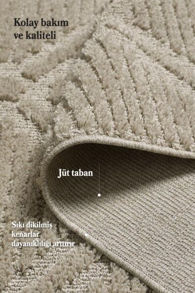 İskandinav Dokuma Bukleli Bej Jüt Taban Halı Salon Mutfak Koridor Yolluk Modern Halı