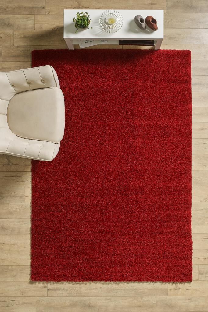 Tek Renk Desensiz Kırmızı Yumuşak Post Peluş Shaggy Halı Salon Oturma Odası Yolluk Mutfak Halısı