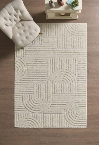 İskandinav Dokuma Bukleli Krem Jüt Taban Halı Salon Mutfak Koridor Yolluk Modern Halı