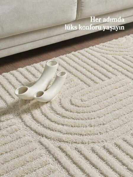 İskandinav Dokuma Bukleli Krem Jüt Taban Halı Salon Mutfak Koridor Yolluk Modern Halı