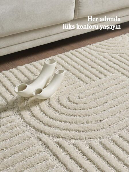 İskandinav Dokuma Bukleli Krem Jüt Taban Halı Salon Mutfak Koridor Yolluk Modern Halı