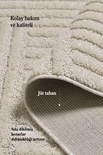 İskandinav Dokuma Bukleli Krem Jüt Taban Halı Salon Mutfak Koridor Yolluk Modern Halı