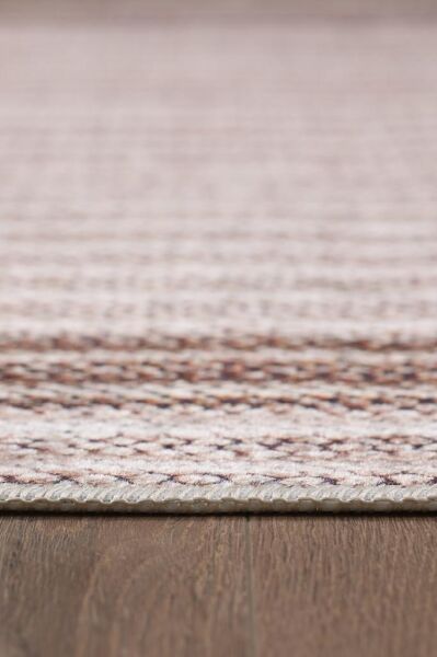 Dijital Baskı Yıkanabilir Kaymaz Taban Bordürlü Kahverengi Salon Halısı Mutfak Halısı Yolluk