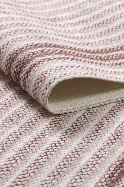 Dijital Baskı Yıkanabilir Kaymaz Taban Bordürlü Kahverengi Salon Halısı Mutfak Halısı Yolluk