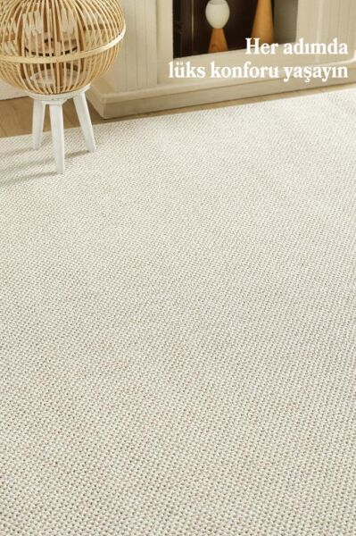 Düz Renk Krem Sisal Yumuşak Polipropilen Jüt Halı Salon Oturma Odası Yolluk Mutfak Koridor Halısı