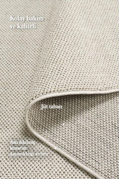 Düz Renk Krem Sisal Yumuşak Polipropilen Jüt Halı Salon Oturma Odası Yolluk Mutfak Koridor Halısı