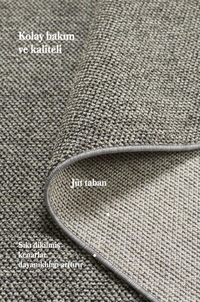 Düz Renk Gri Sisal Yumuşak Polipropilen Jüt Halı Salon Oturma Odası Yolluk Mutfak Koridor Halısı