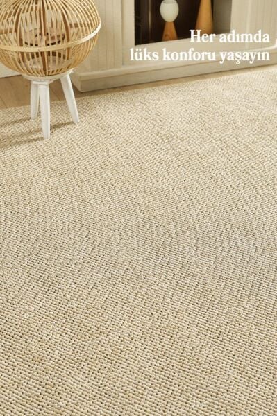 Düz Renk Bej Sisal Yumuşak Polipropilen Jüt Halı Salon Oturma Odası Yolluk Mutfak Koridor Halısı