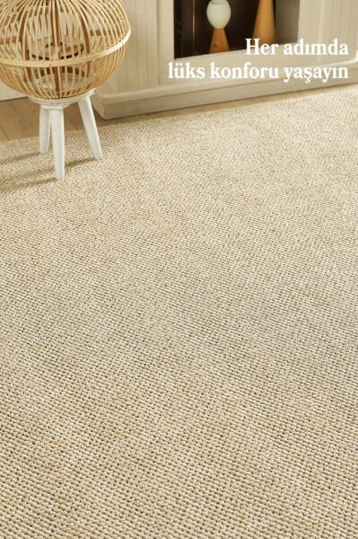 Düz Renk Bej Sisal Yumuşak Polipropilen Jüt Halı Salon Oturma Odası Yolluk Mutfak Koridor Halısı