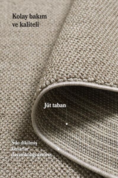 Düz Renk Kahverengi Sisal Yumuşak Polipropilen Jüt Halı Salon Oturma Odası Yolluk Mutfak Koridor Halısı