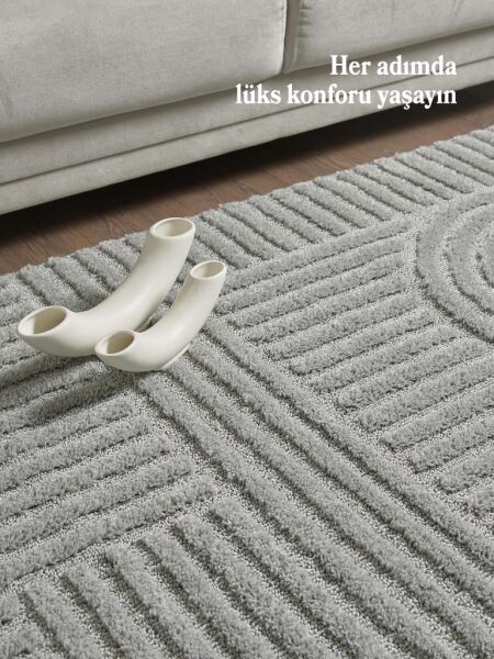 İskandinav Dokuma Bukleli Gri Jüt Taban Halı Salon Mutfak Koridor Yolluk Modern Halı
