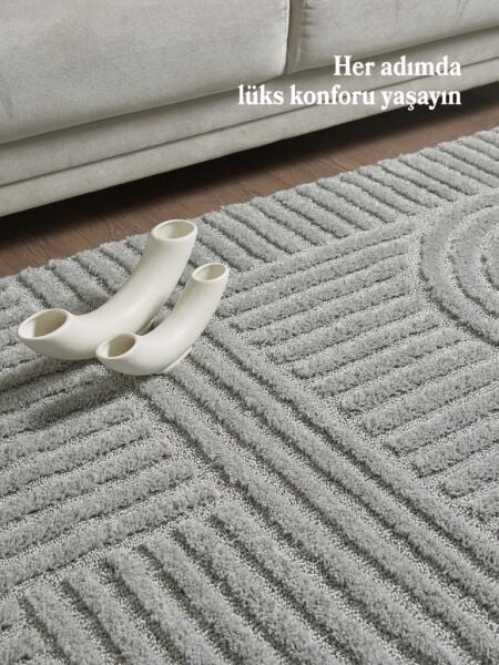 İskandinav Dokuma Bukleli Gri Jüt Taban Halı Salon Mutfak Koridor Yolluk Modern Halı