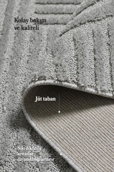 İskandinav Dokuma Bukleli Gri Jüt Taban Halı Salon Mutfak Koridor Yolluk Modern Halı