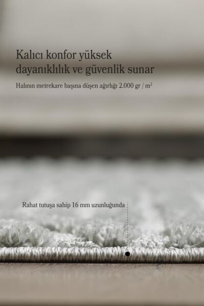 İskandinav Dokuma Bukleli Gri Jüt Taban Halı Salon Mutfak Koridor Yolluk Modern Halı