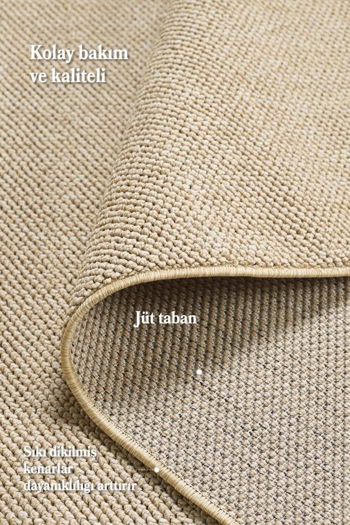 Düz Renk Bej Sisal Yumuşak Polipropilen Jüt Halı Salon Oturma Odası Yolluk Mutfak Koridor Halısı