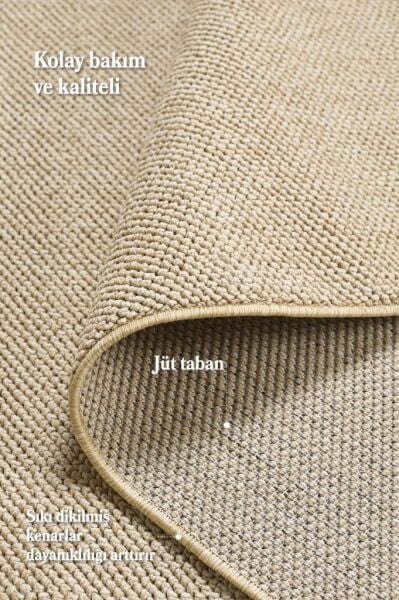 Düz Renk Bej Sisal Yumuşak Polipropilen Jüt Halı Salon Oturma Odası Yolluk Mutfak Koridor Halısı