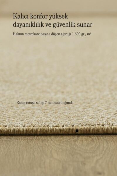 Yumuşak Bukleli Krem Bej Halı Oturma Odası Salon Mutfak Koridor Antre Çocuk Odası Halısı