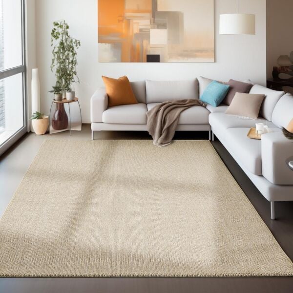 Düz Renk Bej Sisal Yumuşak Polipropilen Jüt Halı Salon Oturma Odası Yolluk Mutfak Koridor Halısı