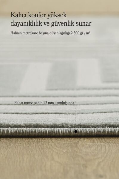 Motifli Gri Modern Yumuşak Polipropilen Jüt Halı Salon Oturma Odası Yolluk Mutfak Koridor Halısı