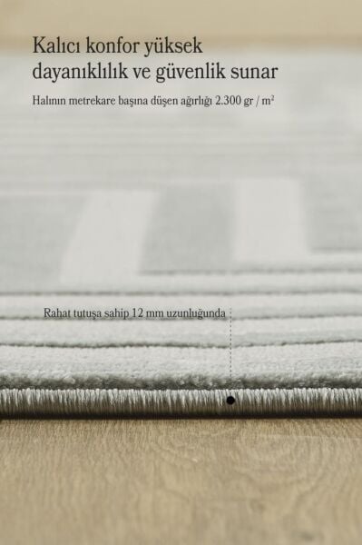 Motifli Gri Modern Yumuşak Polipropilen Jüt Halı Salon Oturma Odası Yolluk Mutfak Koridor Halısı