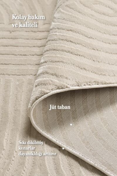 Motifli Bej Modern Yumuşak Polipropilen Jüt Halı Salon Oturma Odası Yolluk Mutfak Koridor Halısı