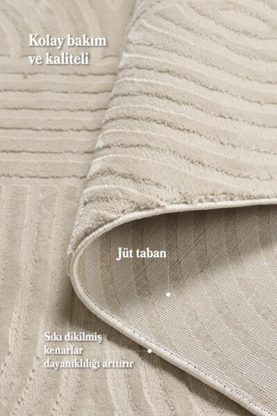 Motifli Bej Modern Yumuşak Polipropilen Jüt Halı Salon Oturma Odası Yolluk Mutfak Koridor Halısı