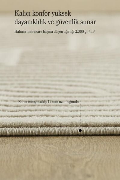 Motifli Bej Modern Yumuşak Polipropilen Jüt Halı Salon Oturma Odası Yolluk Mutfak Koridor Halısı