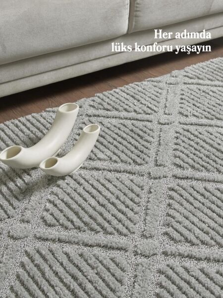 İskandinav Dokuma Bukleli Gri Jüt Taban Halı Salon Mutfak Koridor Yolluk Modern Halı