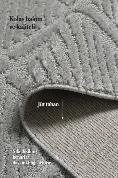 İskandinav Dokuma Bukleli Gri Jüt Taban Halı Salon Mutfak Koridor Yolluk Modern Halı CY_ART1122GREY