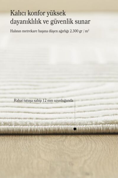 Motifli Krem Modern Yumuşak Polipropilen Jüt Halı Salon Oturma Odası Yolluk Mutfak Koridor Halısı