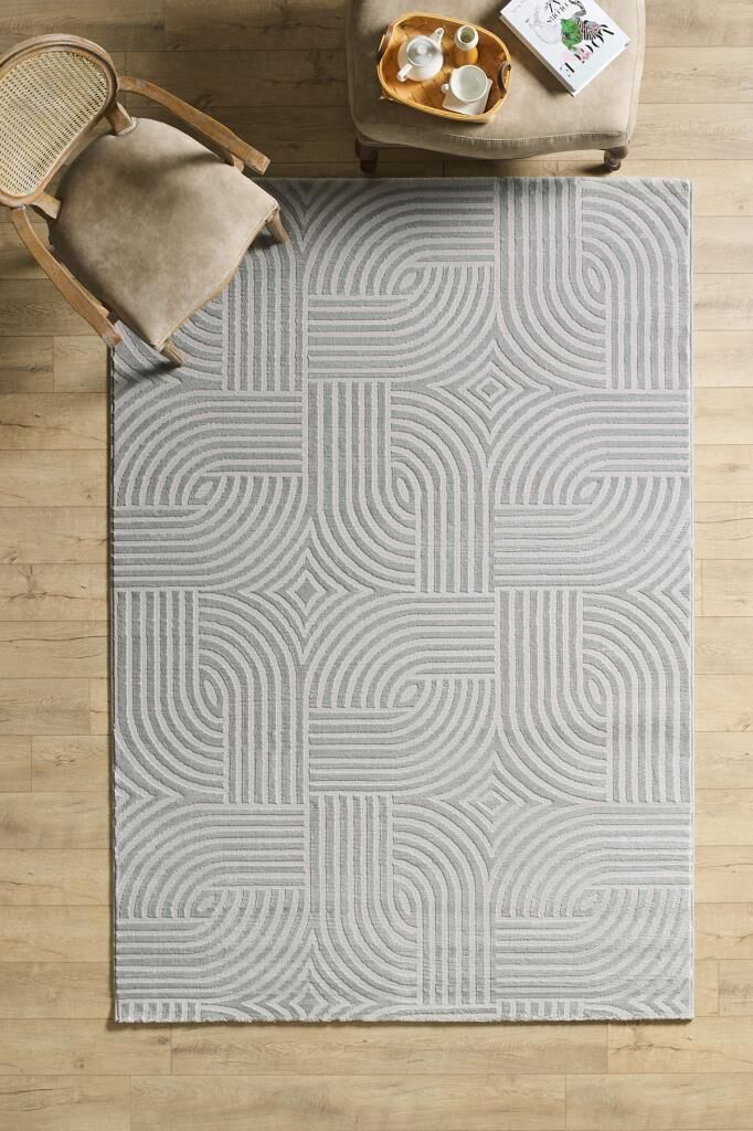 Motifli Gri Modern Yumuşak Polipropilen Jüt Halı Salon Oturma Odası Yolluk Mutfak Koridor Halısı