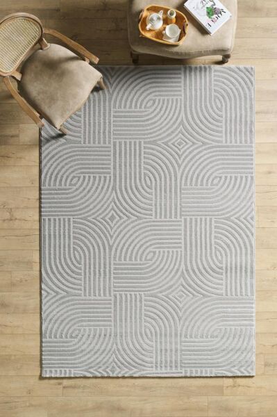 Motifli Gri Modern Yumuşak Polipropilen Jüt Halı Salon Oturma Odası Yolluk Mutfak Koridor Halısı