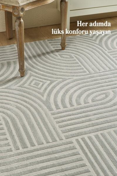 Motifli Gri Modern Yumuşak Polipropilen Jüt Halı Salon Oturma Odası Yolluk Mutfak Koridor Halısı