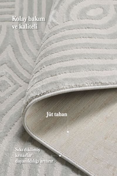 Motifli Gri Modern Yumuşak Polipropilen Jüt Halı Salon Oturma Odası Yolluk Mutfak Koridor Halısı