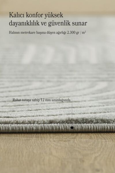 Motifli Gri Modern Yumuşak Polipropilen Jüt Halı Salon Oturma Odası Yolluk Mutfak Koridor Halısı