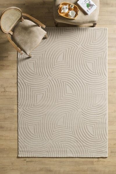 Motifli Bej Modern Yumuşak Polipropilen Jüt Halı Salon Oturma Odası Yolluk Mutfak Koridor Halısı