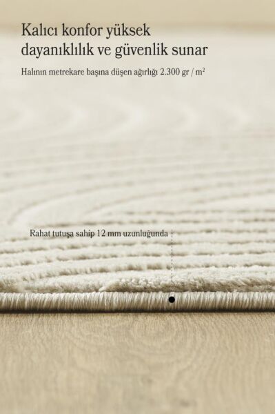 Motifli Bej Modern Yumuşak Polipropilen Jüt Halı Salon Oturma Odası Yolluk Mutfak Koridor Halısı