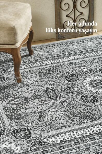 Bordürlü Klasik Çiçek desenli İran Tarzı Afgan Halısı gri Halı Jüt Halı Salon Oturma Odası Halısı