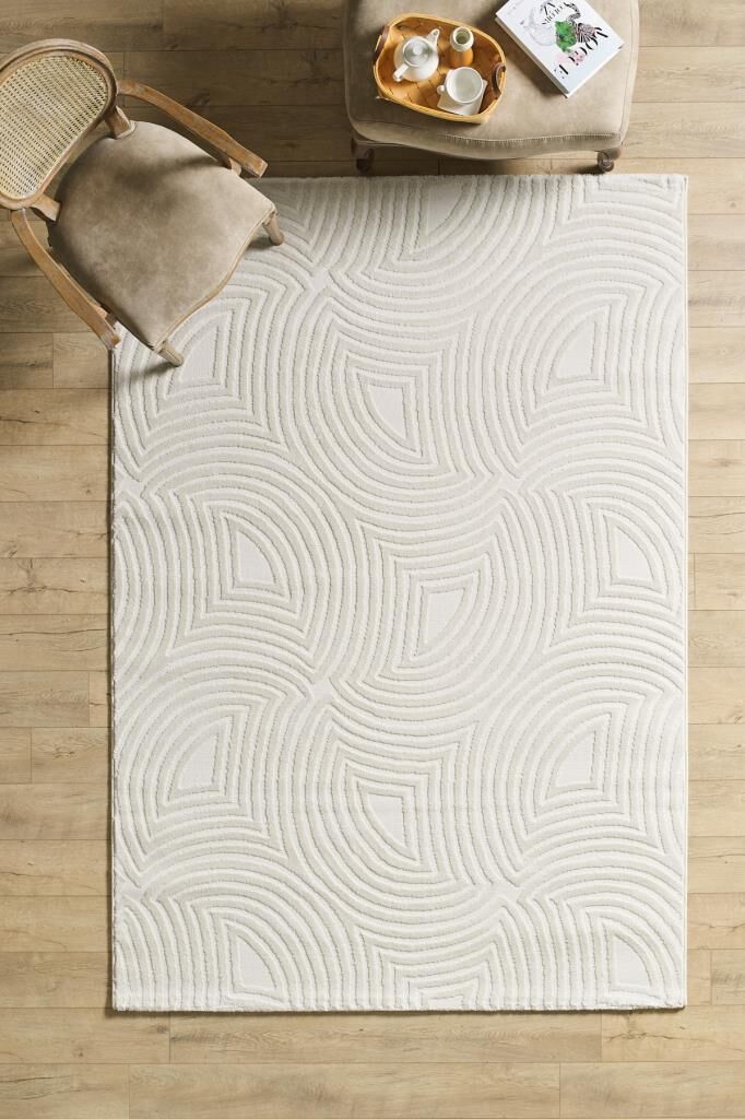 Motifli Krem Modern Yumuşak Polipropilen Jüt Halı Salon Oturma Odası Yolluk Mutfak Koridor Halısı