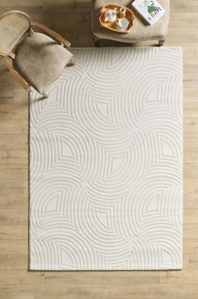 Motifli Krem Modern Yumuşak Polipropilen Jüt Halı Salon Oturma Odası Yolluk Mutfak Koridor Halısı