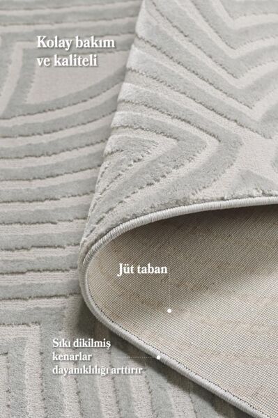 Motifli Gri Modern Yumuşak Polipropilen Jüt Halı Salon Oturma Odası Yolluk Mutfak Koridor Halısı