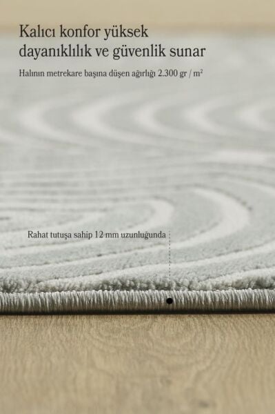 Motifli Gri Modern Yumuşak Polipropilen Jüt Halı Salon Oturma Odası Yolluk Mutfak Koridor Halısı