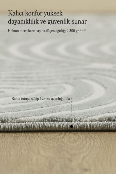 Motifli Gri Modern Yumuşak Polipropilen Jüt Halı Salon Oturma Odası Yolluk Mutfak Koridor Halısı