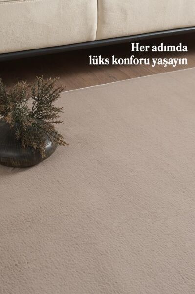 Kolay Temizlenebilir Yıkanabilir Kahve Tavşan Tüyü Halı Salon Oturma Odası Yolluk Mutfak Halısı